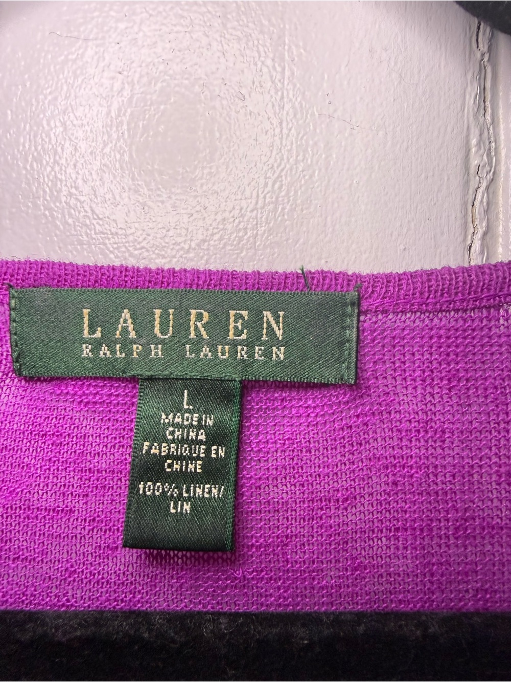 Lauren Ralph Lauren 100% Linen Purple Orchid Henley - Large - Picture 2 of 10